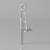 18ct White Gold - Tenor Trombone Charm