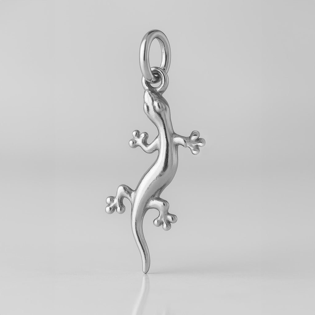 18ct White Gold - Forest Gecko Charm