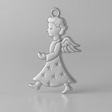 18ct White Gold - Starry Christmas Angel Charm