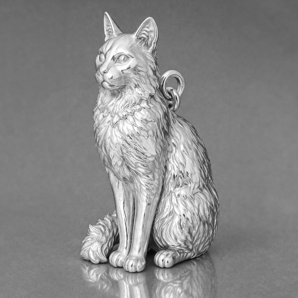 9ct White Gold - Turkish Angora Cat Charm