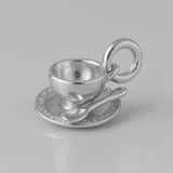 9ct White Gold - Coffee Cup & Saucer Charm