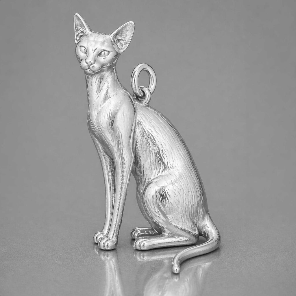 18ct White Gold - Oriental Shorthair Cat Charm