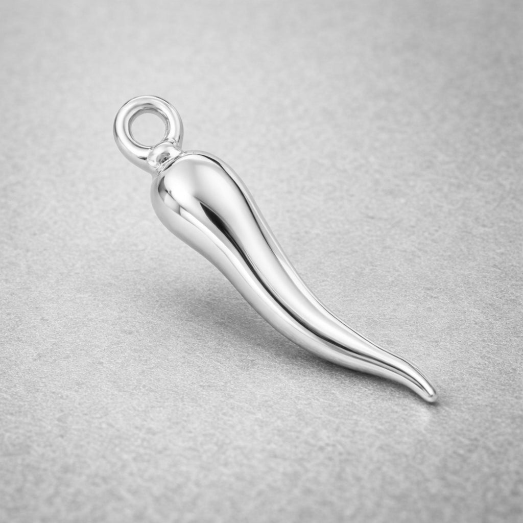 9ct White Gold - Cornicello Charm