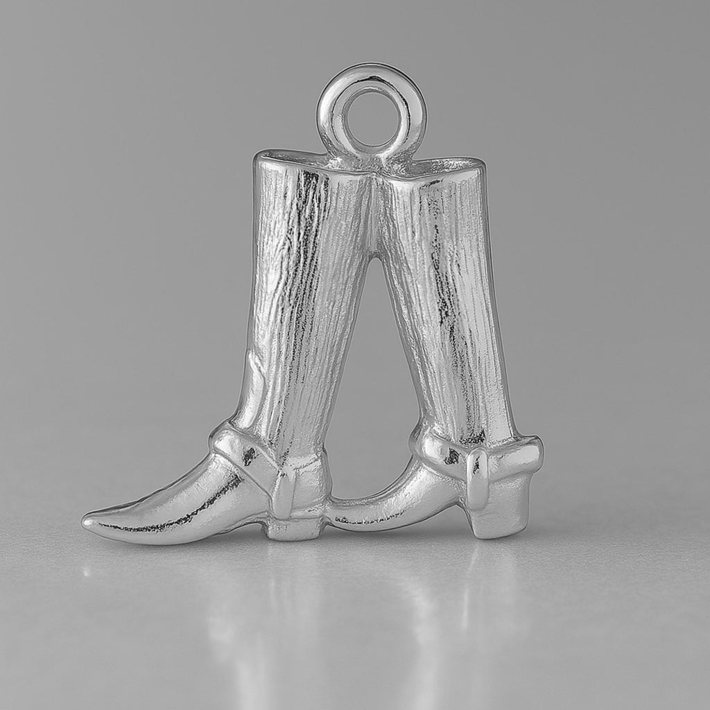9ct White Gold - Classic Cowboy Boots Charm