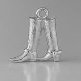 9ct White Gold - Classic Cowboy Boots Charm