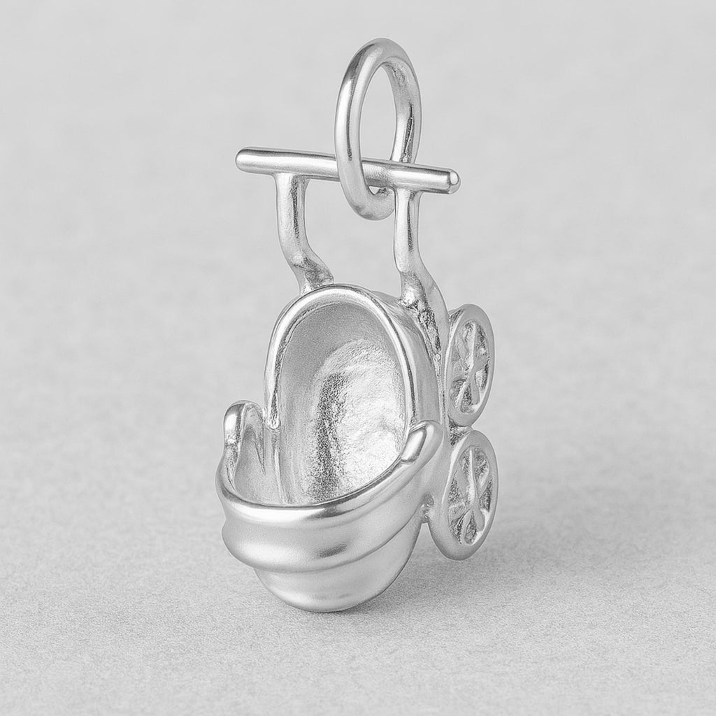 18ct White Gold - Bassinet Stroller Charm