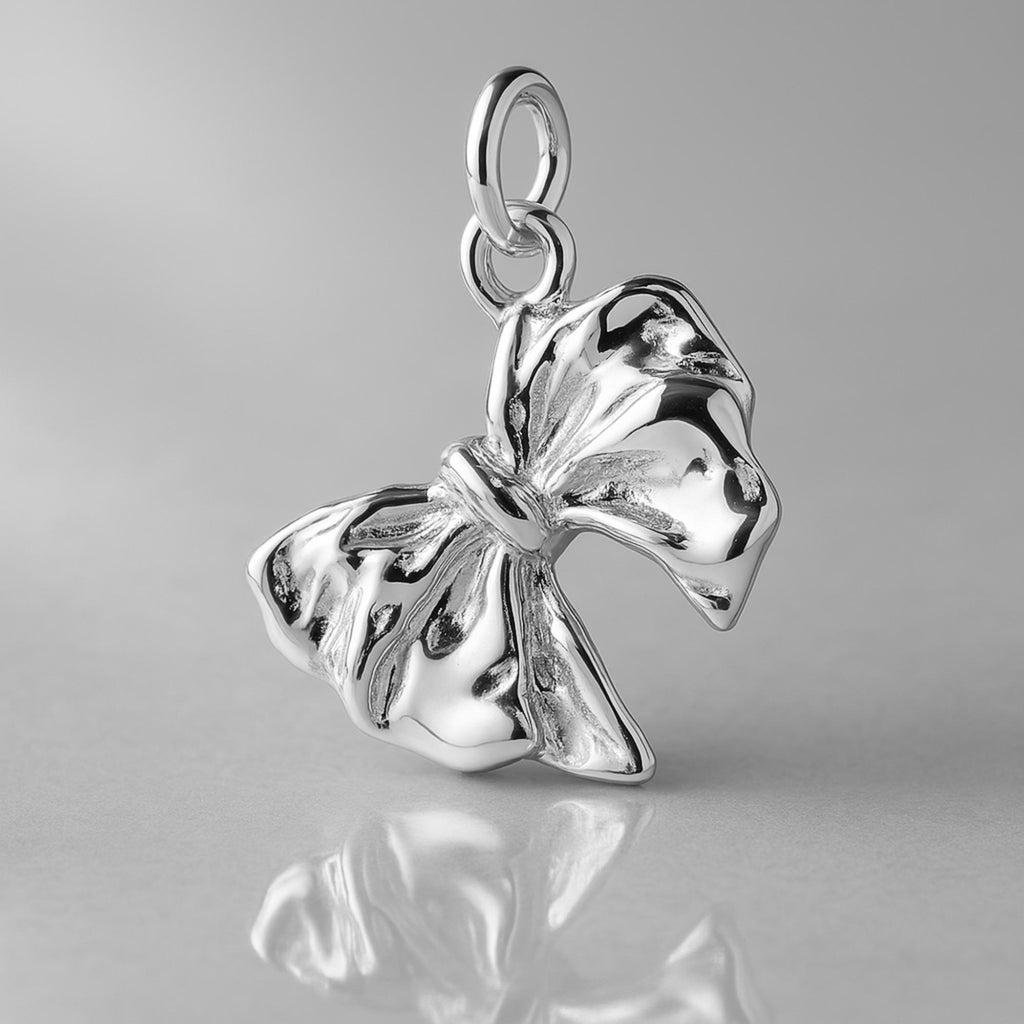 18ct White Gold - Ribbon Bow Charm