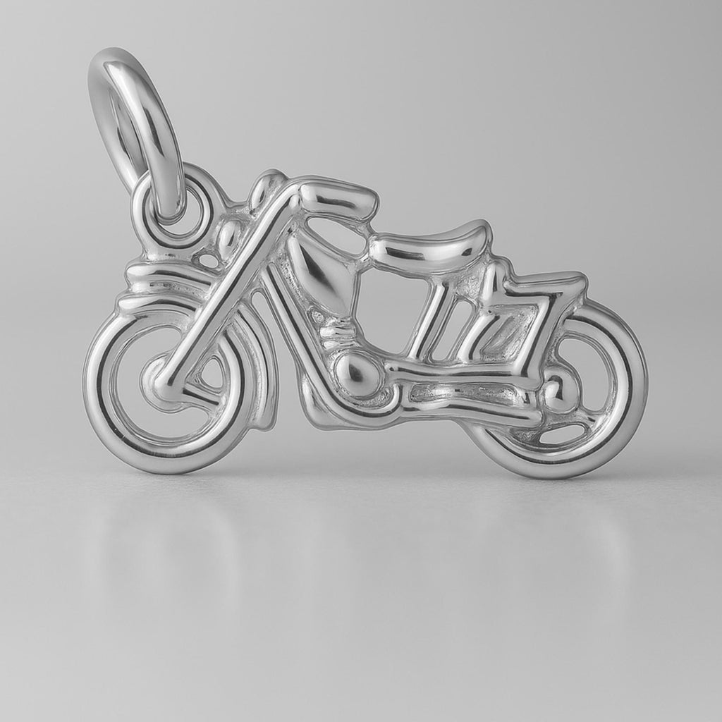 18ct White Gold - Vintage Motorbike Charm
