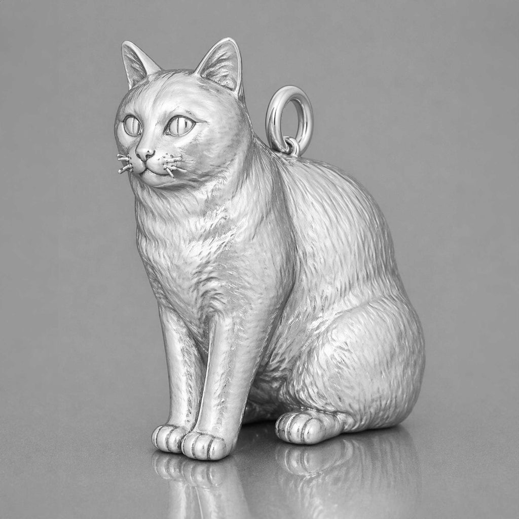 18ct White Gold - American Shorthair Cat Charm