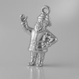 9ct White Gold - Waving Santa Claus Charm