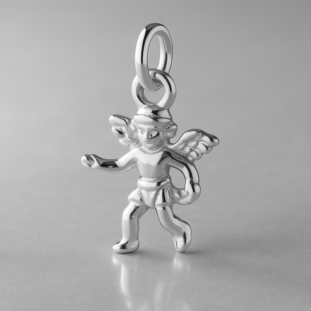 18ct White Gold - Playful Cherub Charm