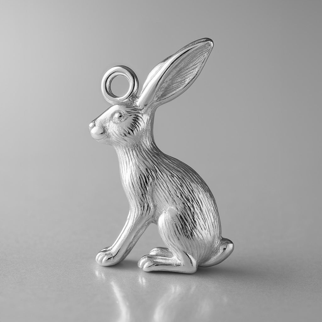 18ct White Gold - Scrub Hare Charm