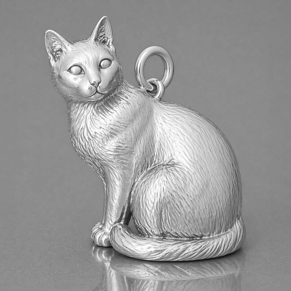 18ct White Gold - Siamese Cat Charm
