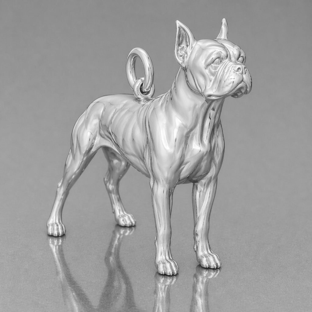 9ct White Gold - Boston Terrier Dog Charm