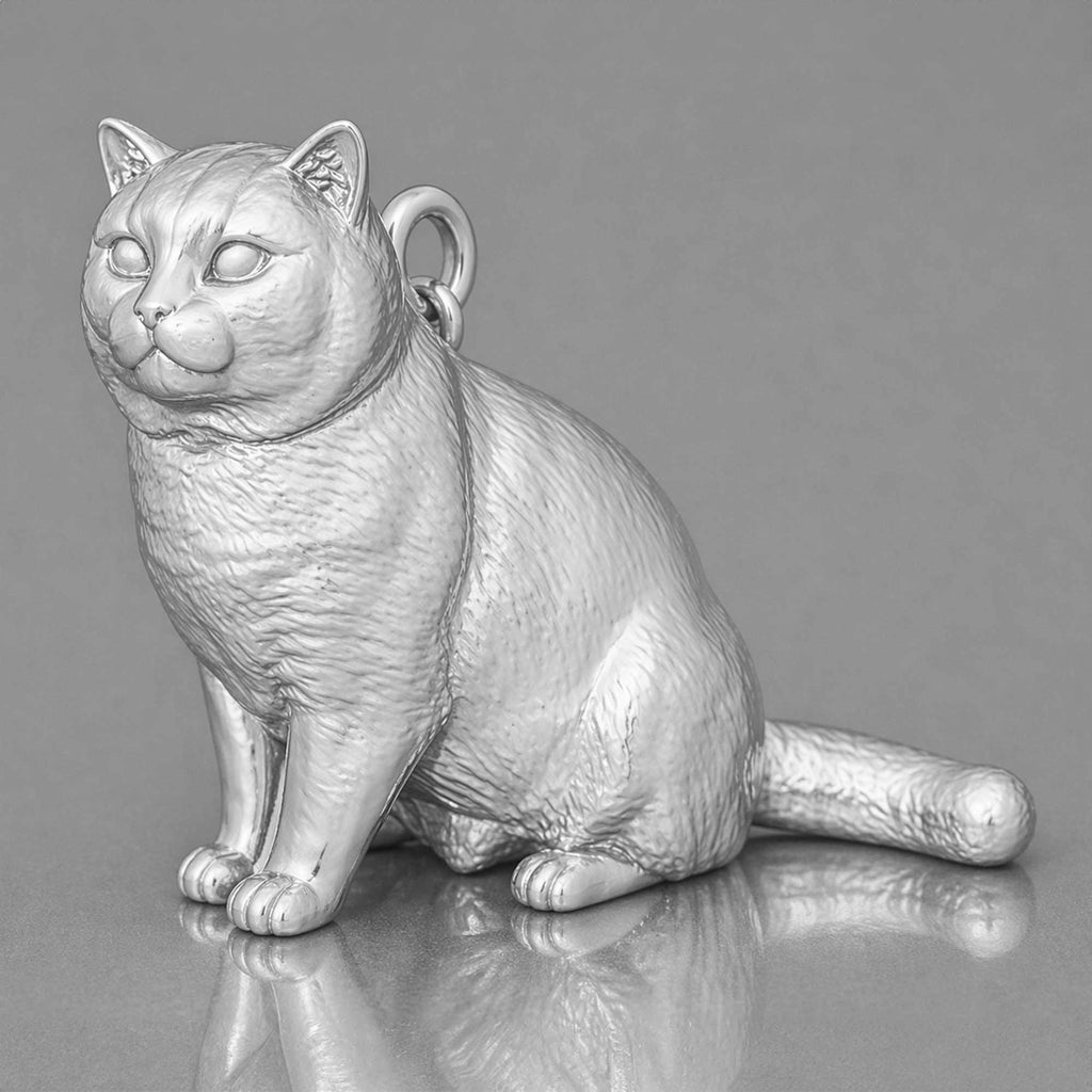 18ct White Gold - British Shorthair Cat Charm