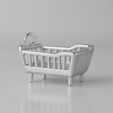 9ct White Gold - Classic Baby Cot Charm
