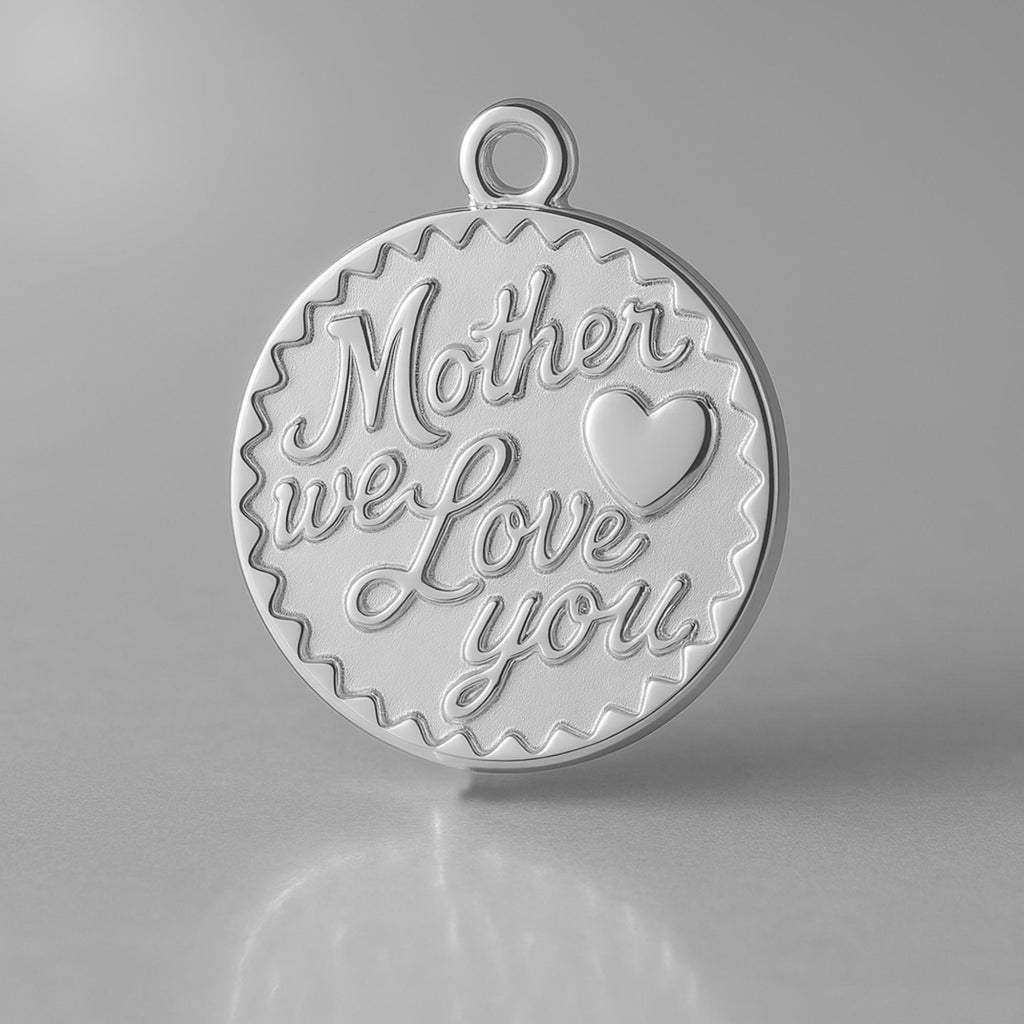 9ct White Gold - Mother We Love You Amulet Charm