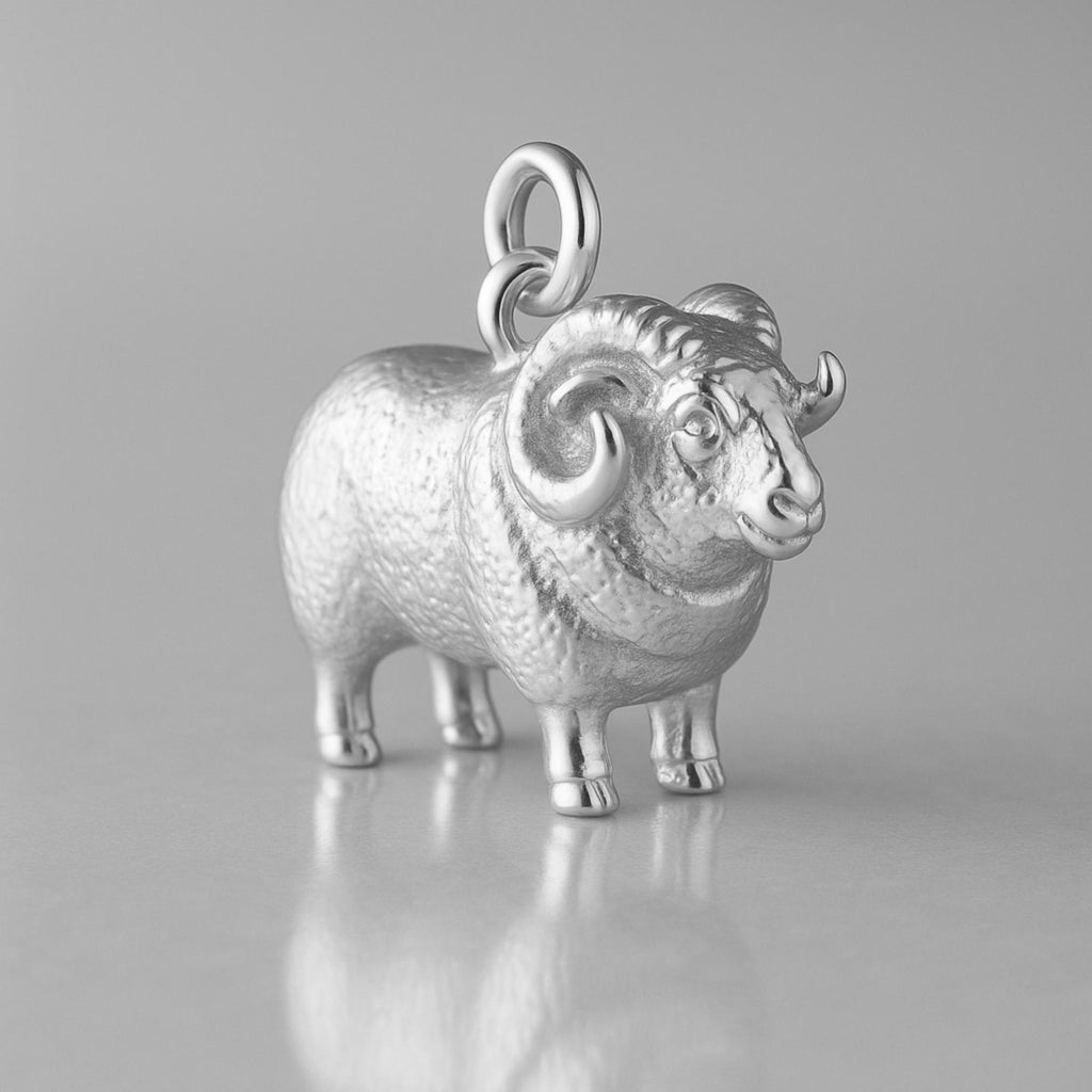 18ct White Gold - Boreray Ram Charm