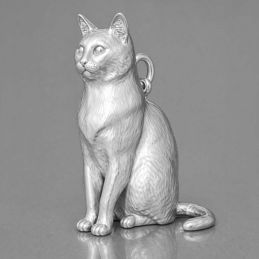 18ct White Gold - Snowshoe Cat Charm
