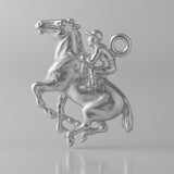 9ct White Gold - Horse and Jockey Charm