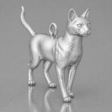9ct White Gold - Havana Brown Cat Charm
