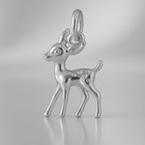 9ct White Gold - Forest Deer Charm
