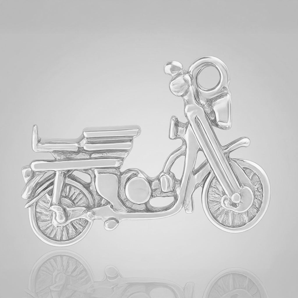 18ct White Gold - Postie Motorbike Charm