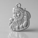9ct White Gold - Santa Claus Portrait Charm