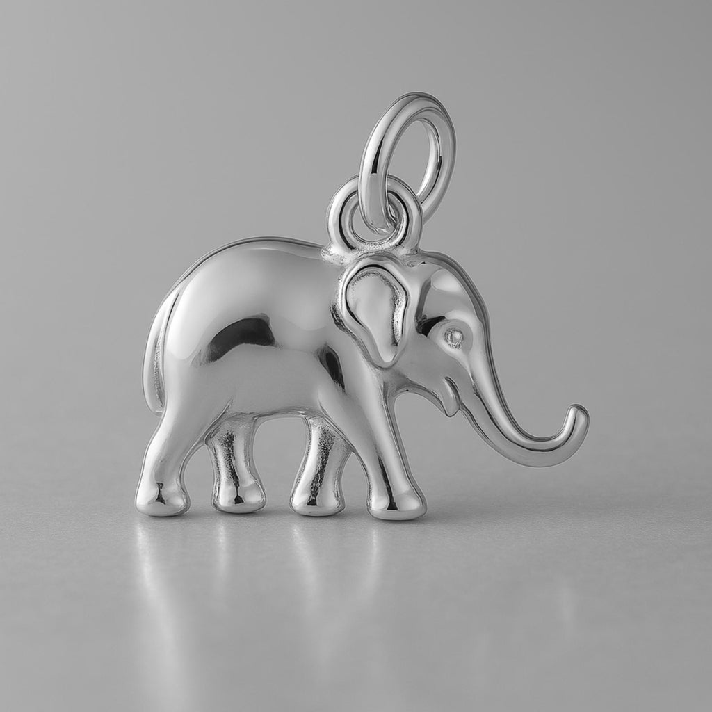 9ct White Gold - Asian Elephant Charm