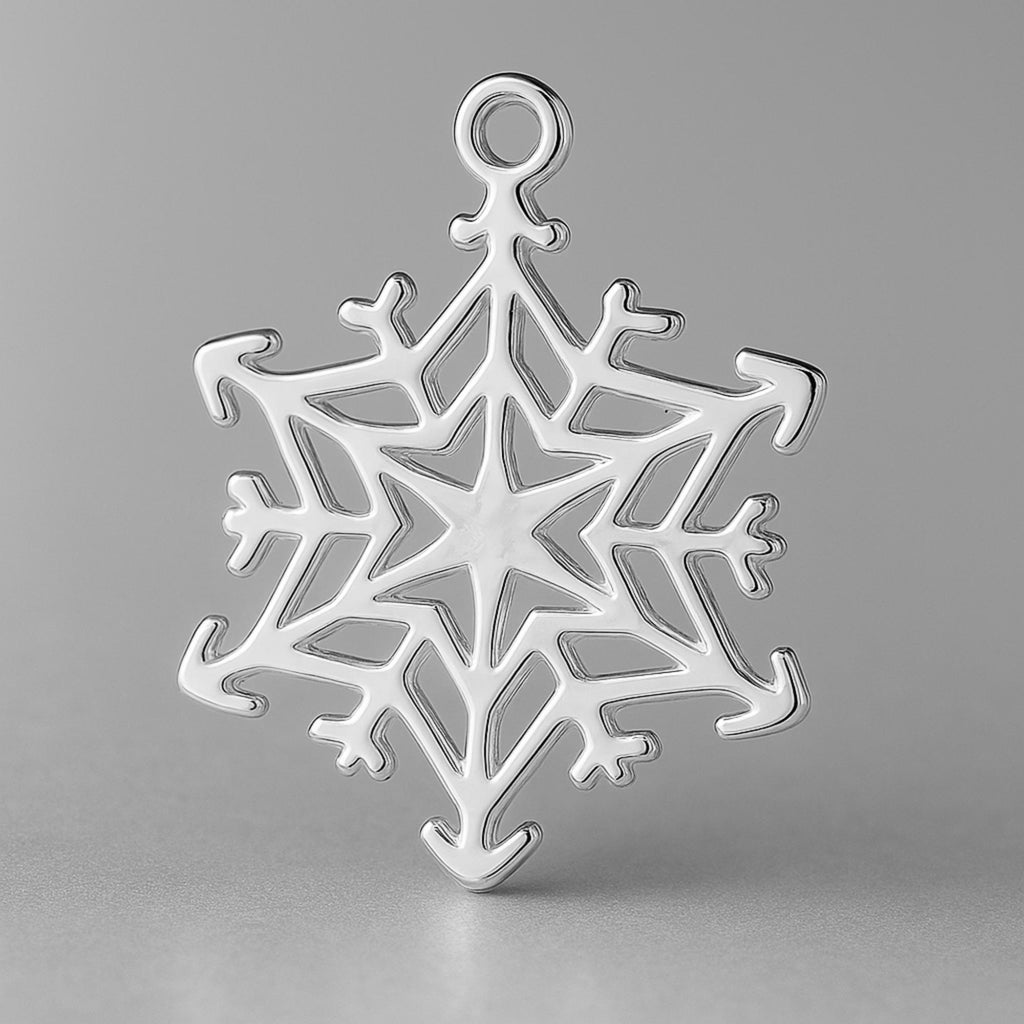 9ct White Gold - Starburst Snowflake Charm
