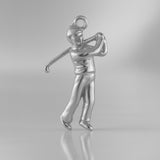 18ct White Gold - Golfer Swing Charm