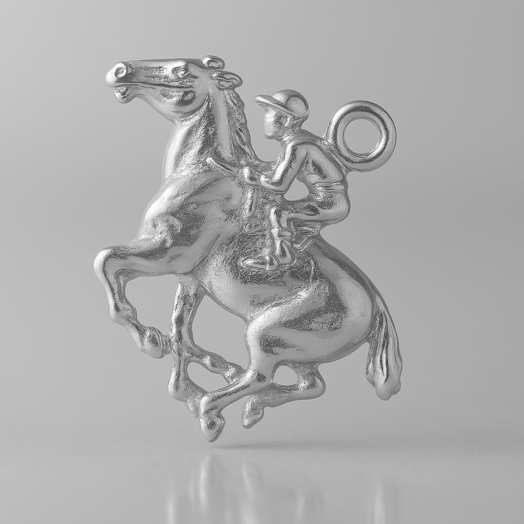 18ct White Gold - Horse and Jockey Charm