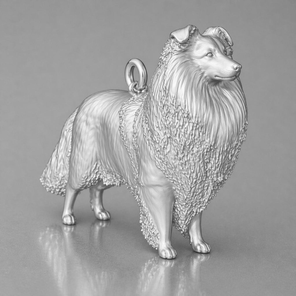 18ct White Gold - Shetland Sheepdog Charm