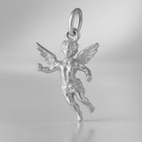 9ct White Gold - Flying Cherub Angel Charm