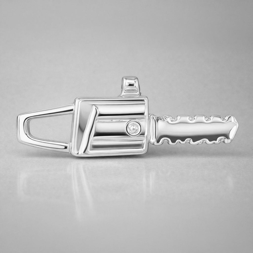 9ct White Gold - Loggers Chainsaw Charm
