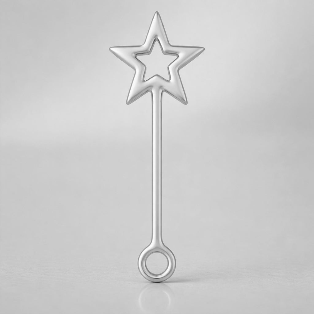 18ct White Gold - Star Wand Charm