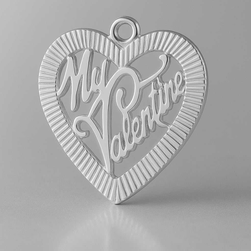 18ct White Gold - My Valentine Fluted Heart Charm