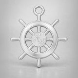 9ct White Gold - Nautical Wheel Compass Charm