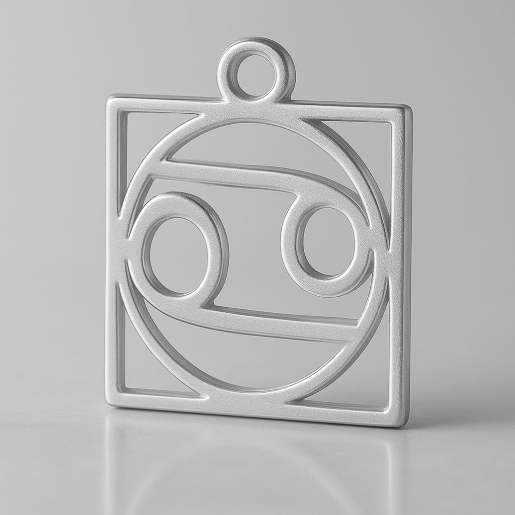 18ct White Gold - Cancer Zodiac Square Charm