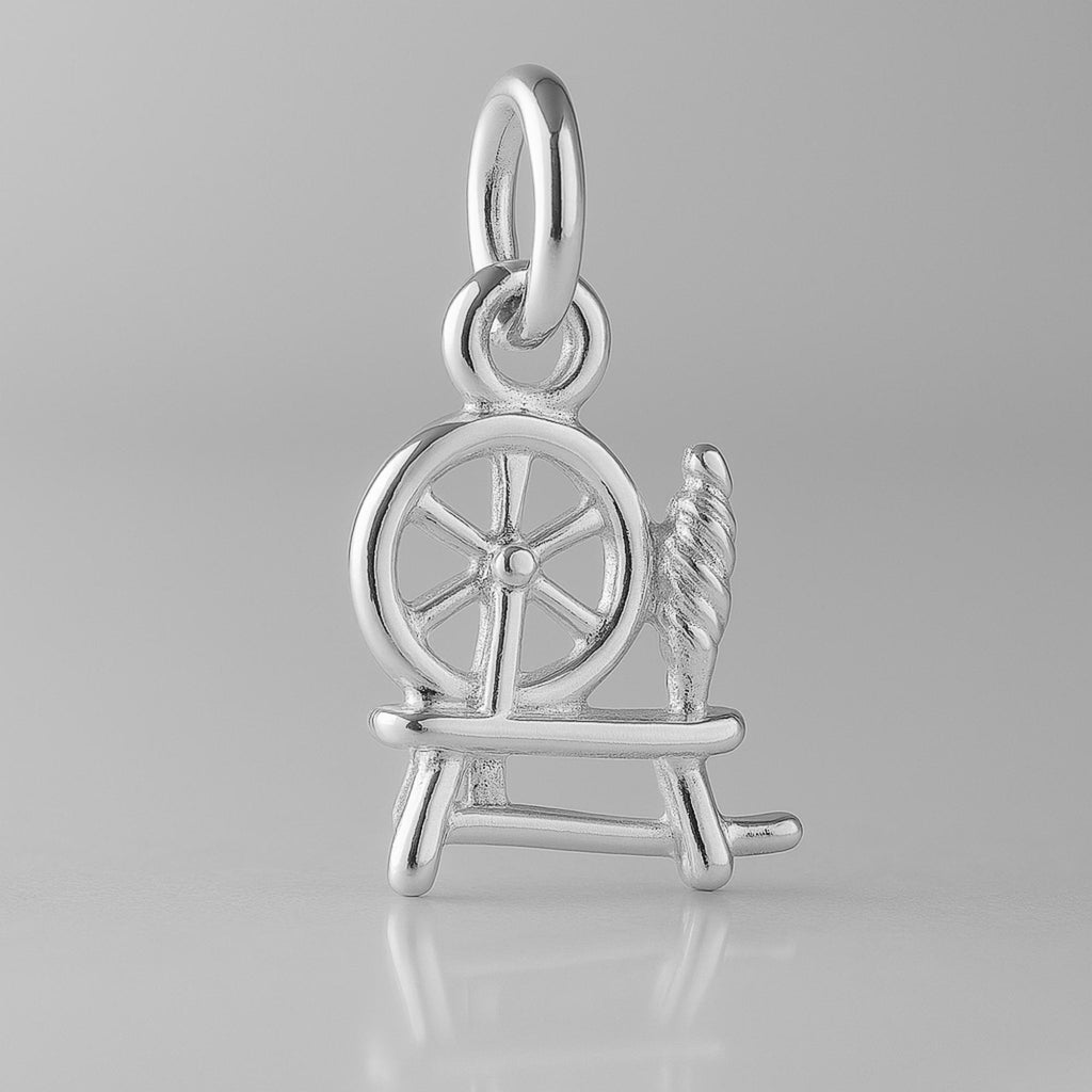 18ct White Gold - Mini Spinning Wheel Charm