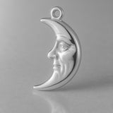 9ct White Gold - Sad Crescent Moon Charm
