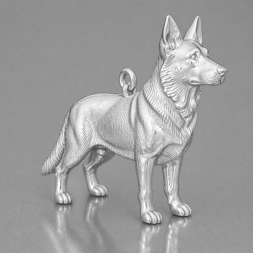 18ct White Gold - German Shepherd Dog Charm