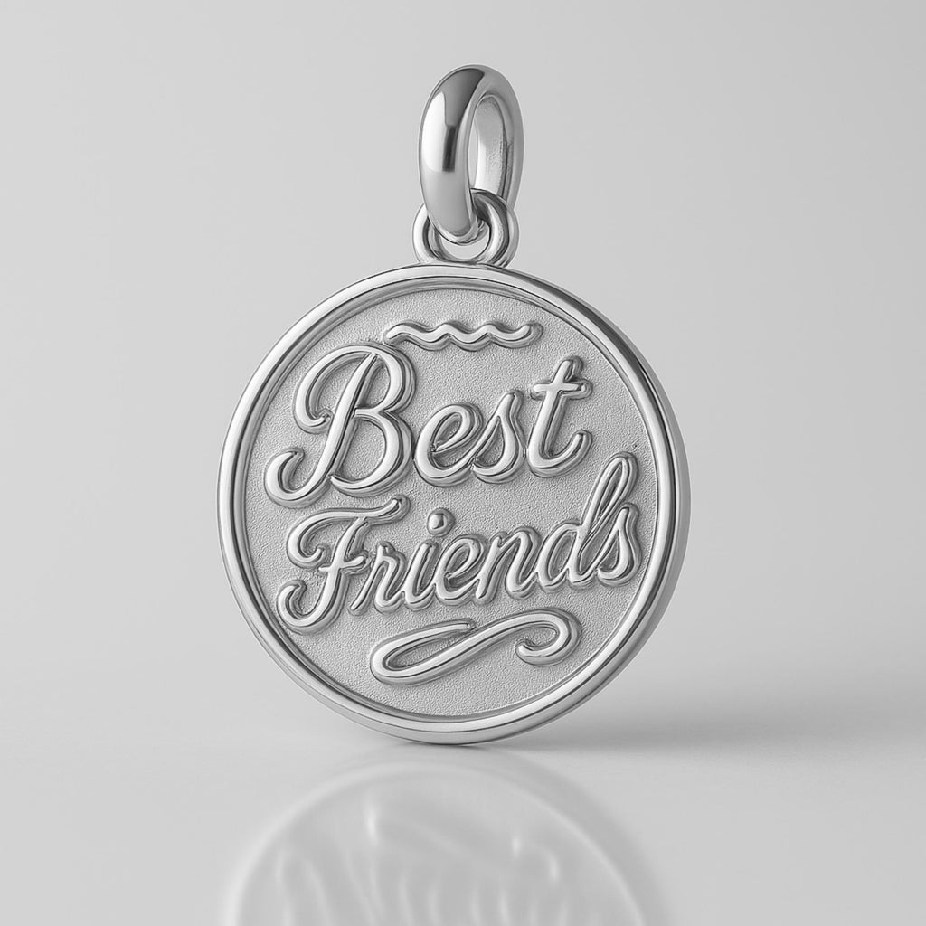 9ct White Gold - Ornate Best Friends Amulet Charm