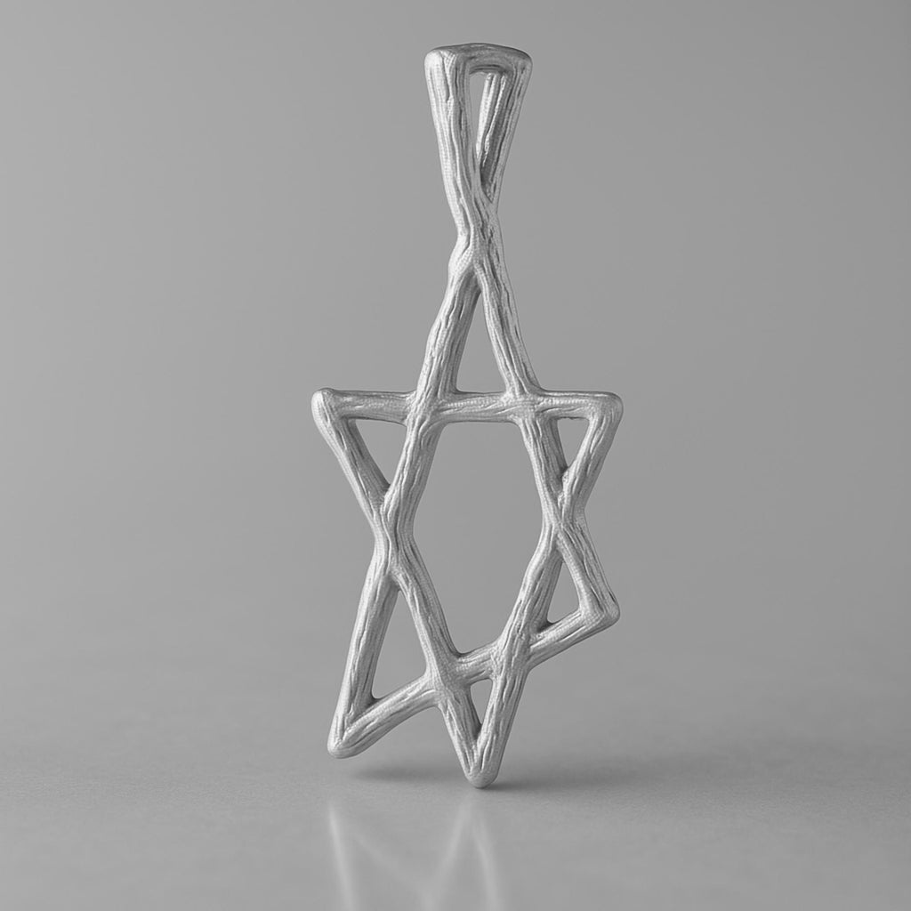 9ct White Gold - Raw Star of David Charm