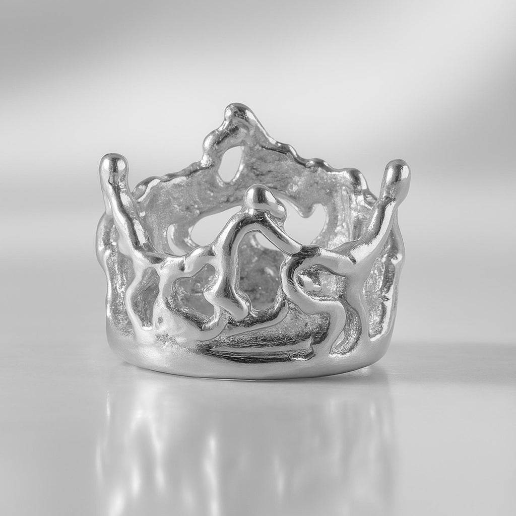 18ct White Gold - Organic Crown Charm