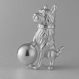18ct White Gold - Playful Yorkshire Terrier Dog Charm