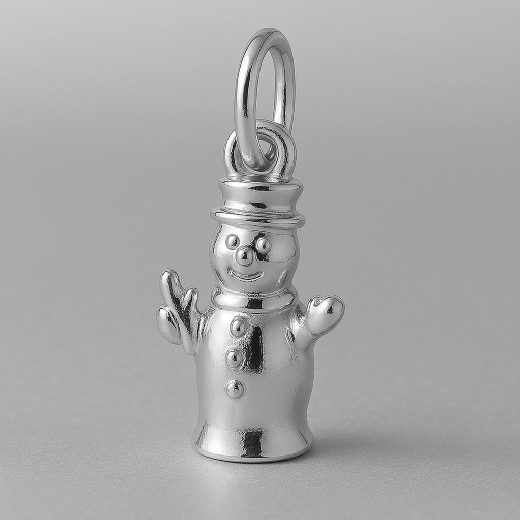 9ct White Gold - Classic Snowman Charm