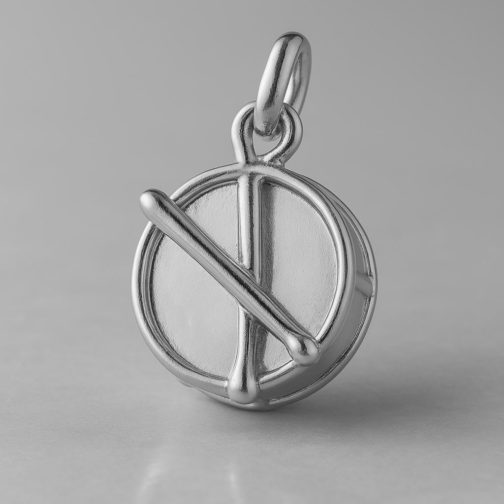 9ct White Gold - Parade Snare Drum Charm