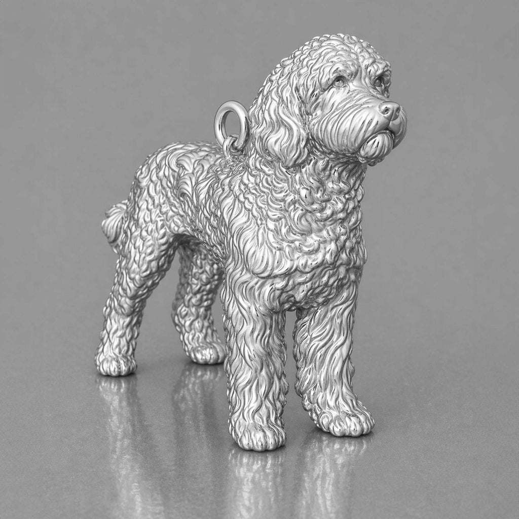 9ct White Gold - Labradoodle Dog Charm