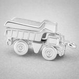 9ct White Gold - Tipper Dump Truck Charm